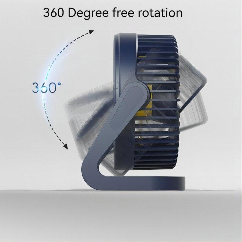 5 Inch USB Desktop Fan 360° Rotating Mini Adjustable Portable Electric Fan Summer Mute Air Cooler For Home Office Strong Wind Two Speed Modes Super Silent Mini Portable Desktop USB Cooler Cooling Fan Stevvex