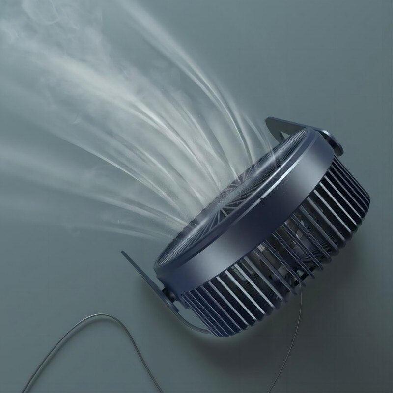 5 Inch USB Desktop Fan 360° Rotating Mini Adjustable Portable Electric Fan Summer Mute Air Cooler For Home Office Strong Wind Two Speed Modes Super Silent Mini Portable Desktop USB Cooler Cooling Fan Stevvex