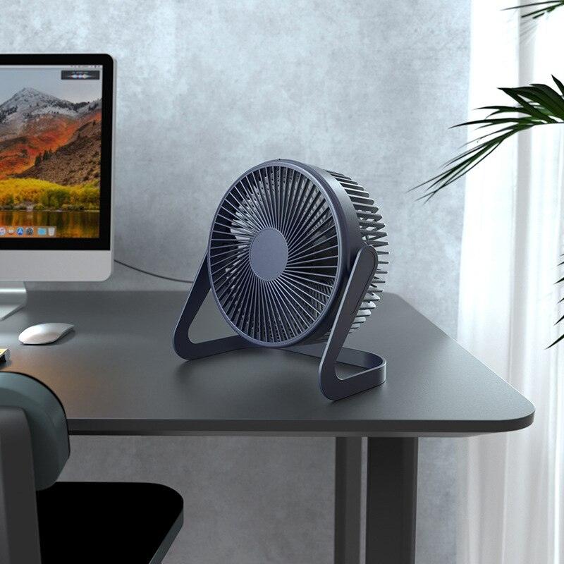 5 Inch USB Desktop Fan 360° Rotating Mini Adjustable Portable Electric Fan Summer Mute Air Cooler For Home Office Strong Wind Two Speed Modes Super Silent Mini Portable Desktop USB Cooler Cooling Fan Stevvex