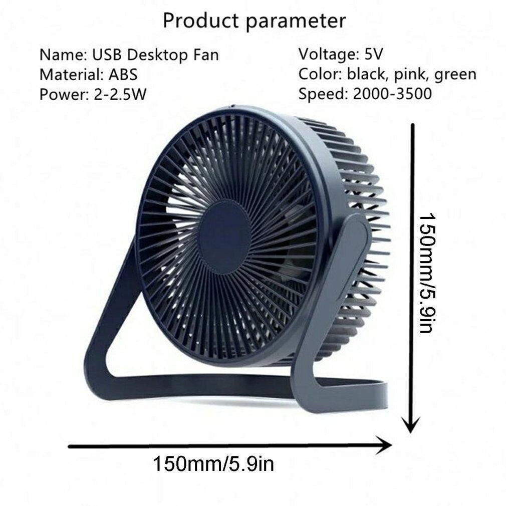 5 Inch USB Desktop Fan 360° Rotating Mini Adjustable Portable Electric Fan Summer Mute Air Cooler For Home Office Strong Wind Two Speed Modes Super Silent Mini Portable Desktop USB Cooler Cooling Fan Stevvex