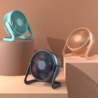 5 Inch USB Desktop Fan 360° Rotating Mini Adjustable Portable Electric Fan Summer Mute Air Cooler For Home Office Strong Wind Two Speed Modes Super Silent Mini Portable Desktop USB Cooler Cooling Fan Stevvex