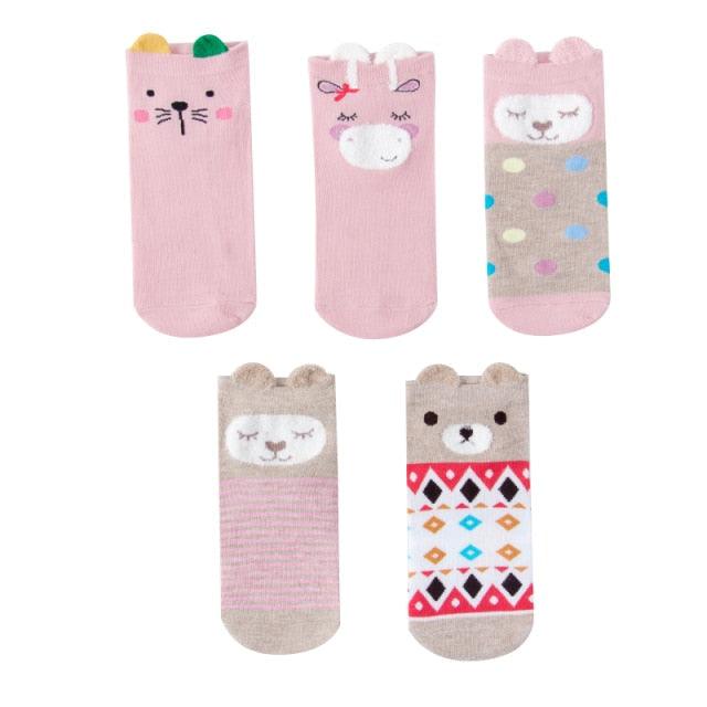 5 Pairs 3D Cartoon Harajuku Cat Cute Heart Invisible Cotton Socks Casual Boat Socks Funny Girl Ankle Sock Set for Women Stevvex