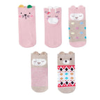 5 Pairs 3D Cartoon Harajuku Cat Cute Heart Invisible Cotton Socks Casual Boat Socks Funny Girl Ankle Sock Set for Women Stevvex