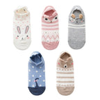 5 Pairs 3D Cartoon Harajuku Cat Cute Heart Invisible Cotton Socks Casual Boat Socks Funny Girl Ankle Sock Set for Women Stevvex