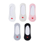 5 Pairs 3D Cartoon Harajuku Cat Cute Heart Invisible Cotton Socks Casual Boat Socks Funny Girl Ankle Sock Set for Women Stevvex
