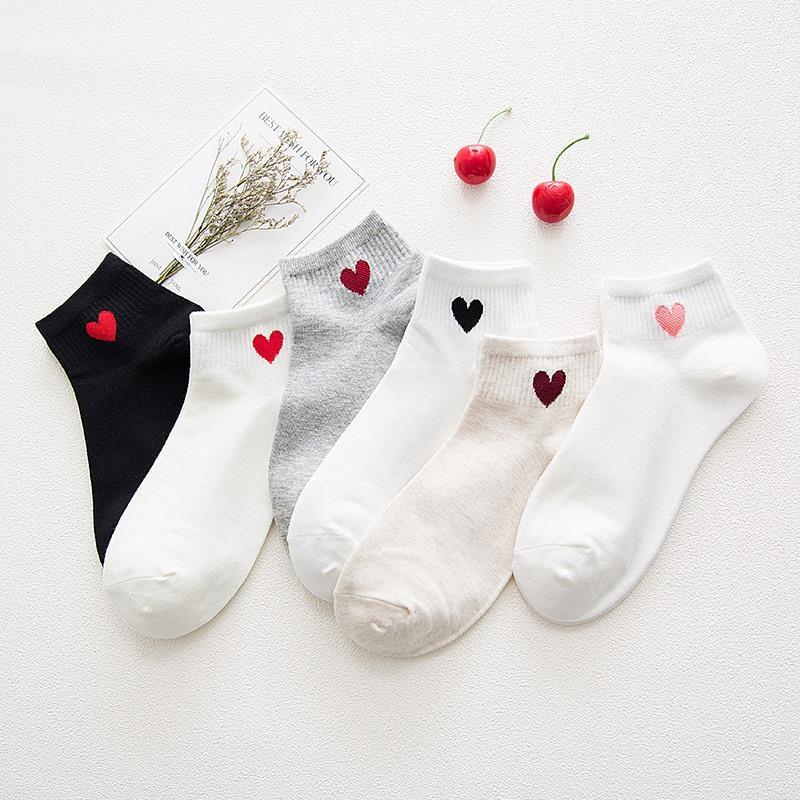 5 Pairs 3D Cartoon Harajuku Cat Cute Heart Invisible Cotton Socks Casual Boat Socks Funny Girl Ankle Sock Set for Women Stevvex