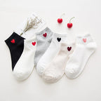 5 Pairs 3D Cartoon Harajuku Cat Cute Heart Invisible Cotton Socks Casual Boat Socks Funny Girl Ankle Sock Set for Women Stevvex