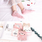 5 Pairs 3D Cartoon Harajuku Cat Cute Heart Invisible Cotton Socks Casual Boat Socks Funny Girl Ankle Sock Set for Women Stevvex