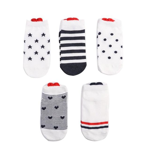 5 Pairs 3D Cartoon Harajuku Cat Cute Heart Invisible Cotton Socks Casual Boat Socks Funny Girl Ankle Sock Set for Women Stevvex