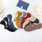 5 Pairs 3D Cartoon Harajuku Cat Cute Heart Invisible Cotton Socks Casual Boat Socks Funny Girl Ankle Sock Set for Women Stevvex