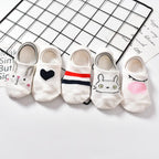 5 Pairs Cute Animal Spring Women Cotton Boat Socks Set Korean Style Funny Cat Dog Panda Low Cut Ankle Short Socks