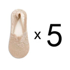 5 Pairs Fashion Women Girls Summer Socks 7 Color Style Lace Flower Short Sock Antiskid Invisible Ankle Socks For Women Stevvex