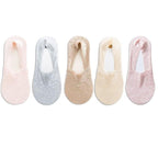 5 Pairs Fashion Women Girls Summer Socks 7 Color Style Lace Flower Short Sock Antiskid Invisible Ankle Socks For Women Stevvex