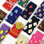 5 Pairs Women's Colorful Cotton Socks Fruits Banana Avocado Lemon Egg Cookie Donuts Food Happy Color Socks Stevvex