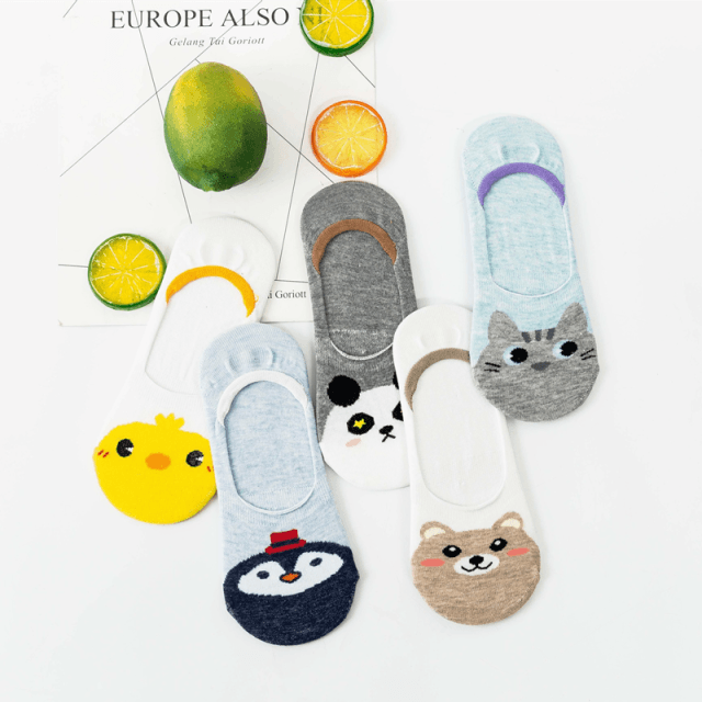 5 Pairs/Lot Cute Harajuku Animal Women Socks Set Funny Spring Cat Dog Rabbit Panda Low Cut Short Sock Happy Stevvex