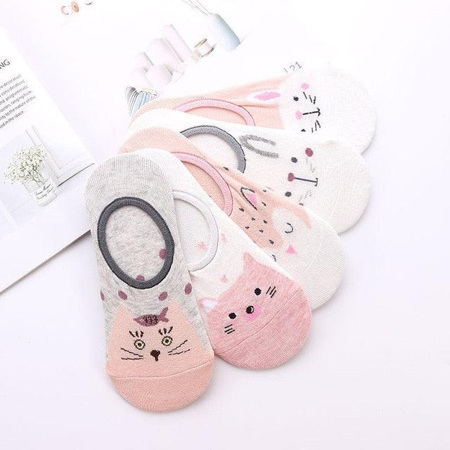 5 Pairs/Lot Cute Harajuku Animal Women Socks Set Funny Spring Cat Dog Rabbit Panda Low Cut Short Sock Happy Stevvex