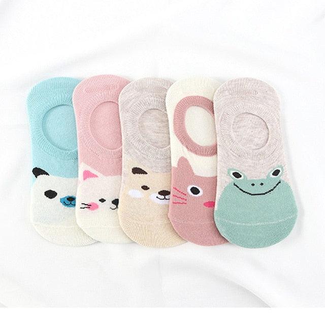 5 Pairs/Lot Cute Harajuku Animal Women Socks Set Funny Spring Cat Dog Rabbit Panda Low Cut Short Sock Happy Stevvex