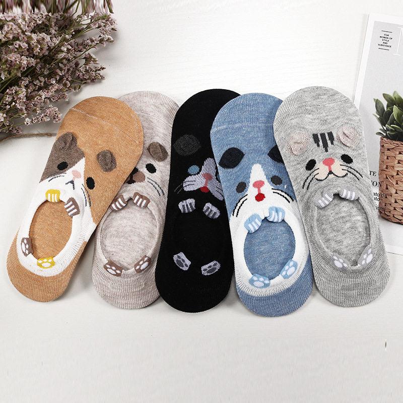 5 Pairs/Lot Cute Harajuku Animal Women Socks Set Funny Spring Cat Dog Rabbit Panda Low Cut Short Sock Happy Stevvex