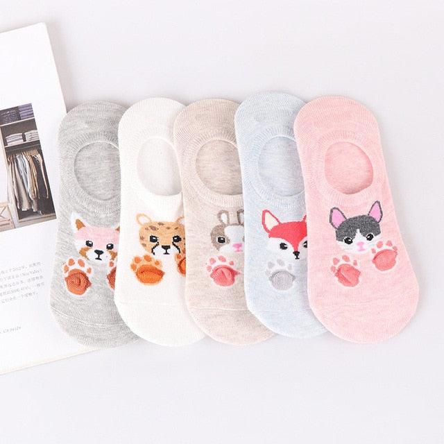 5 Pairs/Lot Cute Harajuku Animal Women Socks Set Funny Spring Cat Dog Rabbit Panda Low Cut Short Sock Happy Stevvex