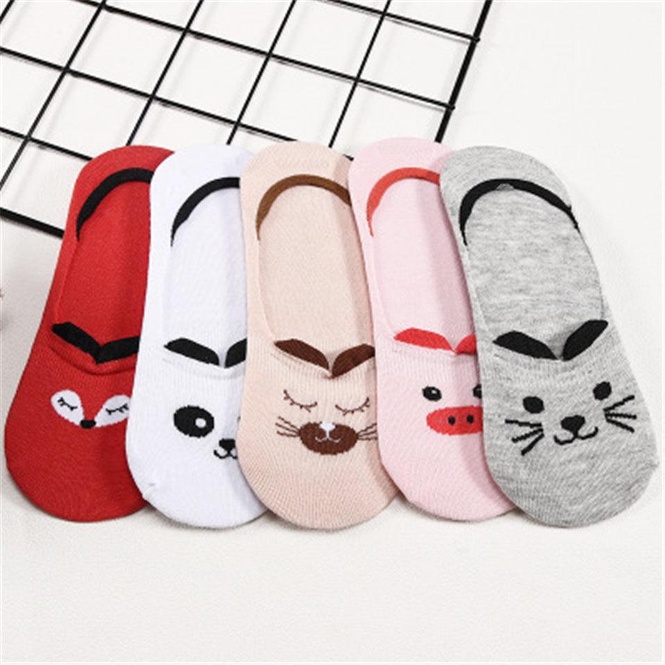 5 Pairs/Lot Cute Harajuku Animal Women Socks Set Funny Spring Cat Dog Rabbit Panda Low Cut Short Sock Happy Stevvex