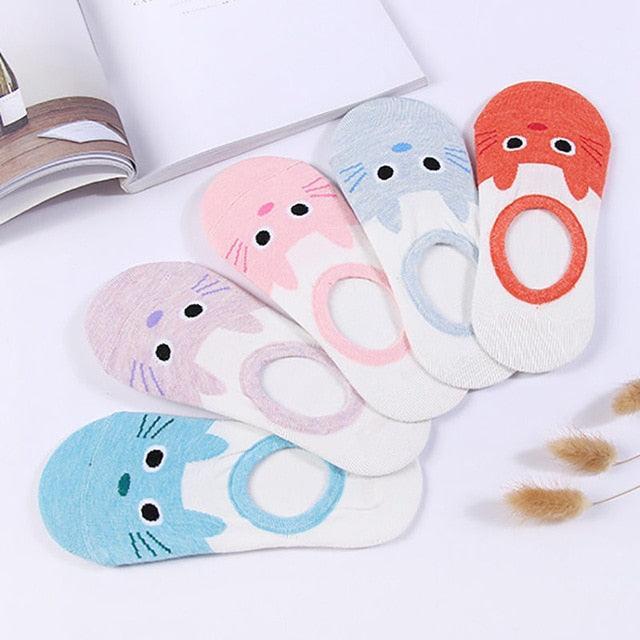 5 Pairs/Lot Cute Harajuku Animal Women Socks Set Funny Spring Cat Dog Rabbit Panda Low Cut Short Sock Happy Stevvex