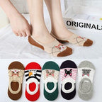 5 Pairs/Set Women's Cotton Happy Cute Cat Short Socks Print Cartoon Animal Casual Summer Socks Red Heart Funny Ankle Socks Pure Cotton Socks For Men And Women