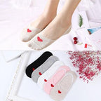 5 Pairs/Set Women's Cotton Happy Cute Cat Short Socks Print Cartoon Animal Casual Summer Socks Red Heart Funny Ankle Socks Pure Cotton Socks For Men And Women