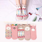 5 Pairs/Set Women's Cotton Happy Cute Cat Short Socks Print Cartoon Animal Casual Summer Socks Red Heart Funny Ankle Socks Pure Cotton Socks For Men And Women