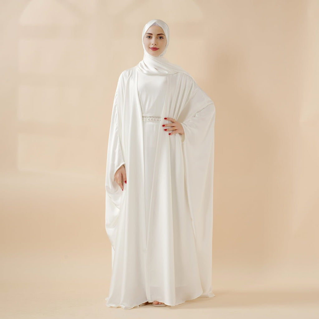 5-Piece Set Butterfly Abaya With Niqab, Loose Full Cover Satin Abaya (MOA019) - SJB-DIAMOND ELITES