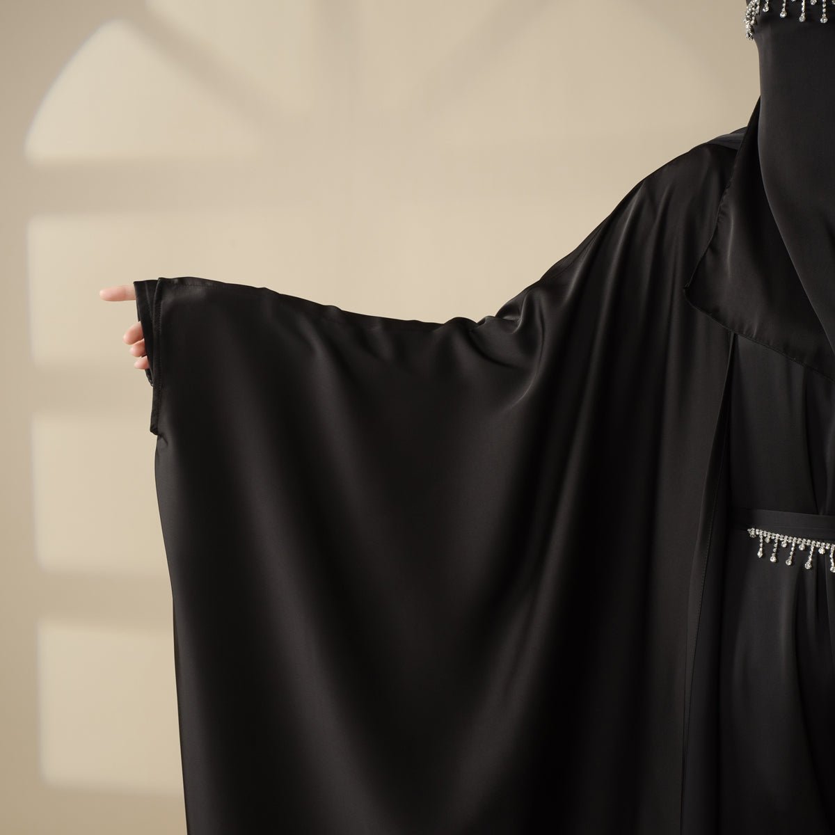 5-Piece Set Butterfly Abaya With Niqab, Loose Full Cover Satin Abaya (MOA019) - SJB-DIAMOND ELITES