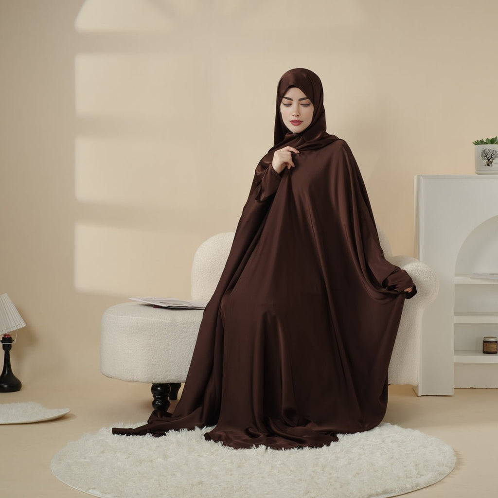 5-Piece Set Butterfly Abaya With Niqab, Loose Full Cover Satin Abaya (MOA019) - SJB-DIAMOND ELITES