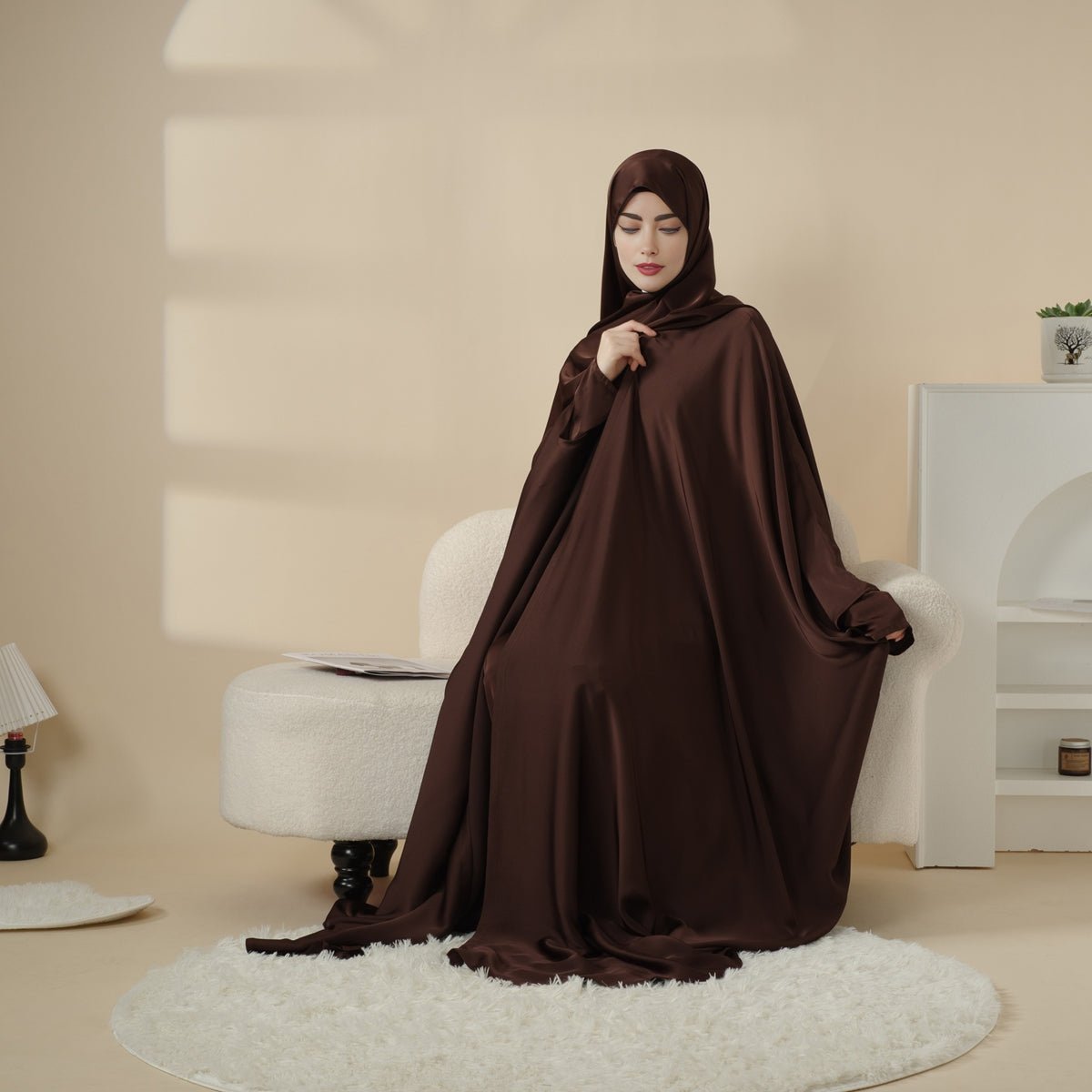 5-Piece Set Butterfly Abaya With Niqab, Loose Full Cover Satin Abaya (MOA019) - SJB-DIAMOND ELITES