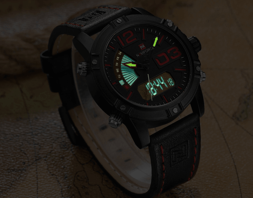 Men's Multifunction Digital Analog Waterproof Watch With Alarm And Automatic Time Zones Unique Design Excellent Gift - SJB-DIAMOND ELITES