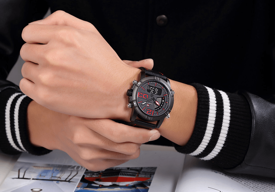 Men's Multifunction Digital Analog Waterproof Watch With Alarm And Automatic Time Zones Unique Design Excellent Gift - SJB-DIAMOND ELITES