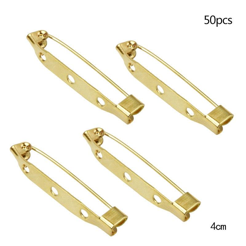 50 Pcs/Lot 15 20 25 30 35 mm 40mm Brooch Clip Base Pin Safety Pin Brooch Set Blank Base For Jewelry Making Supplies Bar Pins Brooch Pin Backs Safety Clasp Gold and Silver Safety Pins Stevvex