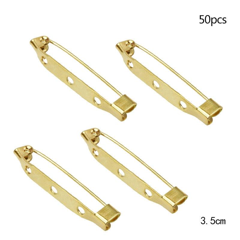 50 Pcs/Lot 15 20 25 30 35 mm 40mm Brooch Clip Base Pin Safety Pin Brooch Set Blank Base For Jewelry Making Supplies Bar Pins Brooch Pin Backs Safety Clasp Gold and Silver Safety Pins Stevvex