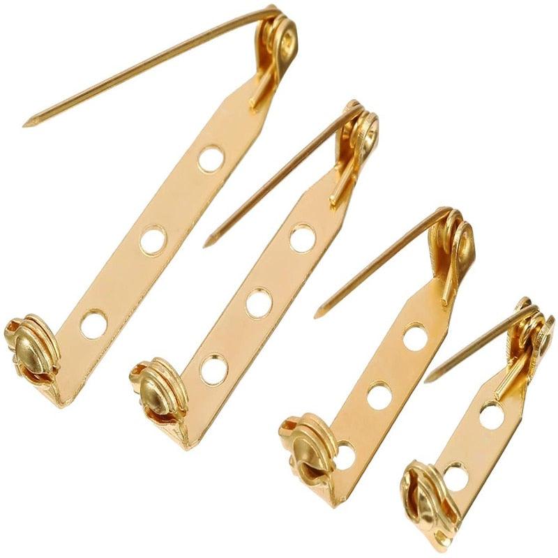 50 Pcs/Lot 15 20 25 30 35 mm 40mm Brooch Clip Base Pin Safety Pin Brooch Set Blank Base For Jewelry Making Supplies Bar Pins Brooch Pin Backs Safety Clasp Gold and Silver Safety Pins Stevvex