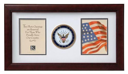 Flag Connections US Navy Medallion Double Picture Frame - Two 4 x 6 Photo Openings The Military Gift Store