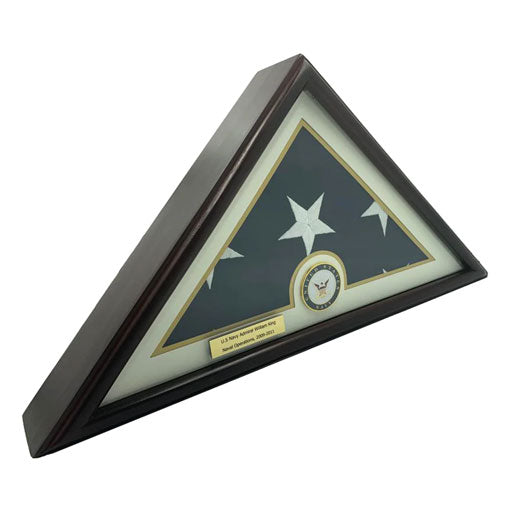 Flags Connections - 5x9 Burial/Funeral/Veteran Flag Elegant Display Case, Solid Wood, Cherry Finish The Military Gift Store