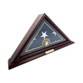 Flags Connections - 5x9 American Veteran Burial Flag Case, Plexiglass, Solid Wood, Cherry Finish, Small Base, Wall Mounted,Customized Name Plate, Marine. The Military Gift Store