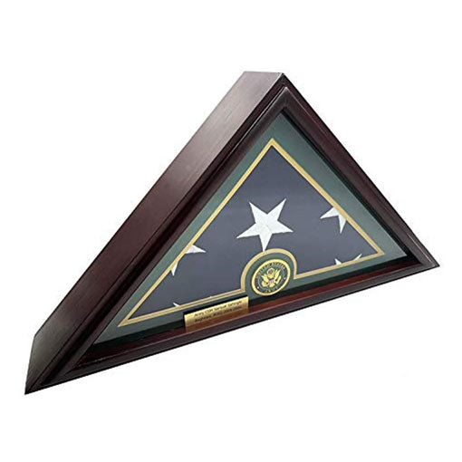Flags Connections - 5' x 9' Burial/Funeral/Veteran Flag Elegant Display Case, Solid Wood, Cherry Finish, Flat Base (5' x 9', Army). The Military Gift Store