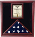Flag and Document Case - Vertical 8 1/2 x 11 Document for Hanging Medals and Other Memorabilia - fit 3' x 5' flag or fit 5' x 9.5' Flag. The Military Gift Store