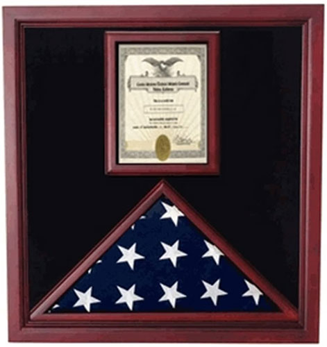 Flag and Document Case - Vertical 8 1/2 x 11 Document for Hanging Medals and Other Memorabilia - fit 3' x 5' flag or fit 5' x 9.5' Flag. The Military Gift Store
