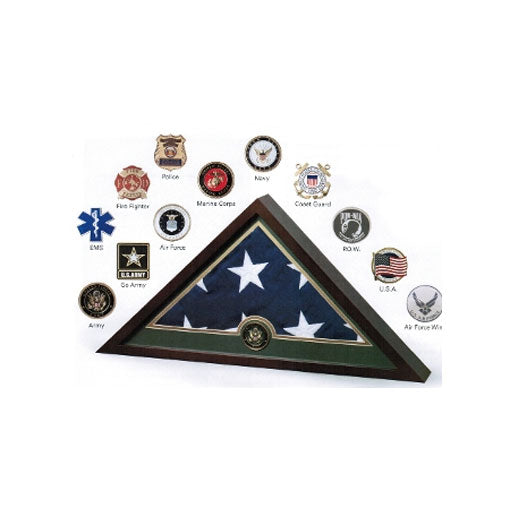Medallion Flag Display Case, Memorial Flag Display case with Police - Medallion. The Military Gift Store