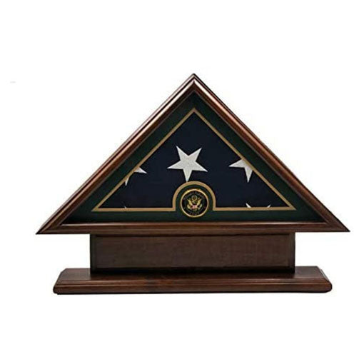 5'x9' Flag Display Case for American Veteran Burial Flag - Solid Wood, Cherry Finish with Name Plate Space, Army. The Military Gift Store