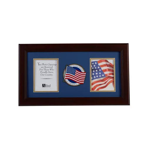American Flag Medallion 4-Inch by 6-Inch Double Picture Frame The Military Gift Store
