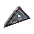 Flags Connections - Flat Base 5x9 Flag Display Case for American Veteran Burial Flag-Solid Wood,Cherry Finish, Flag,with A Customized Name Plate, Marine. The Military Gift Store