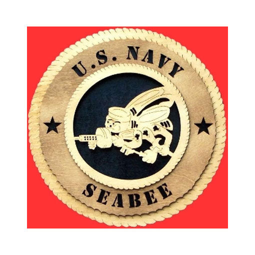 SeaBee Wall Tribute, Seabee Wood Wall Tribute, Seabee emblem - 9". The Military Gift Store
