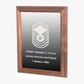 Military Laser Engraved Rank Insignia Mirror Frame - Oak Material. The Military Gift Store