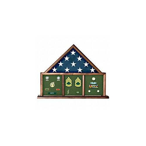 Flag Connections Walnut Three Bay Mantle Flag Display Case The Military Gift Store